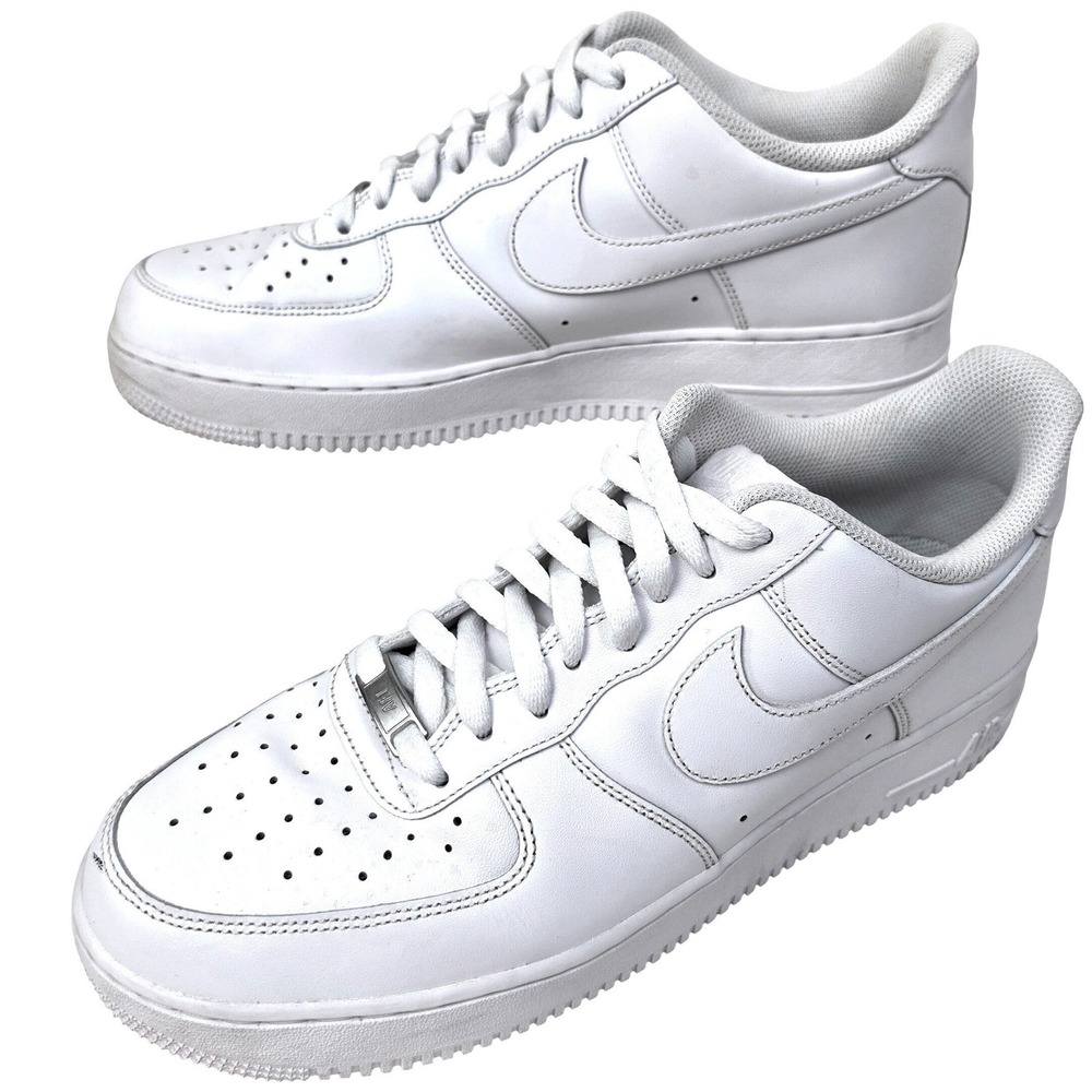 Nike Air Force 1 07 Triple White Low Top Leather Sneakers CW2288-111 Mens 11